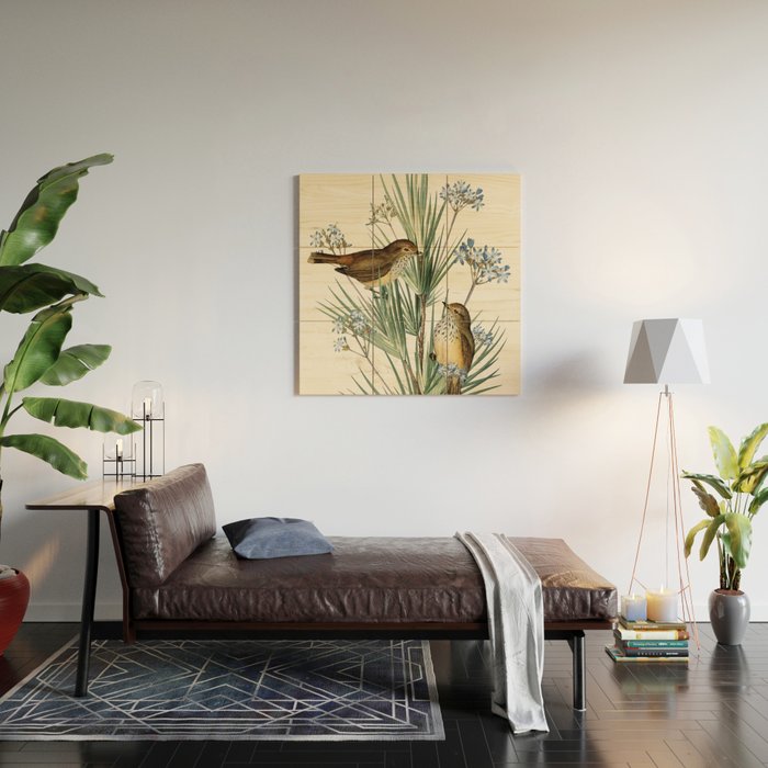 Little Birds and Flowers III Wood Wall Art Gallery Image 2
