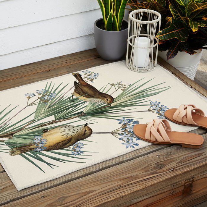 Little Birds and Flowers III Outdoor Rug Gallery Image 2