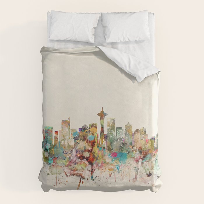 seattle skyline Duvet Cover Gallery Image 1
