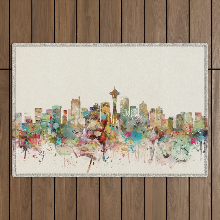 seattle skyline Outdoor Rug Gallery Image 1