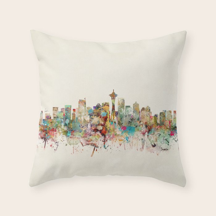 seattle skyline Throw Pillow Gallery Image 1