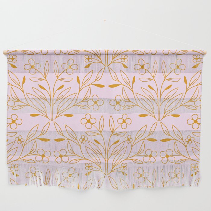 Playful Doodled Blooms Pattern - Pink and Gold Wall Hanging Gallery Image 1