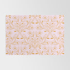 Playful Doodled Blooms Pattern - Pink and Gold Rug Gallery Image 2