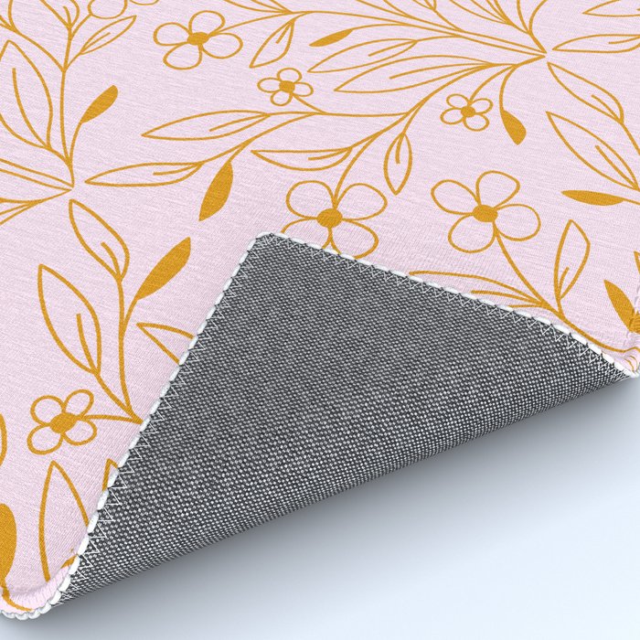 Playful Doodled Blooms Pattern - Pink and Gold Rug Gallery Image 4