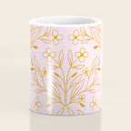 Playful Doodled Blooms Pattern - Pink and Gold Coffee Mug Gallery Image 4