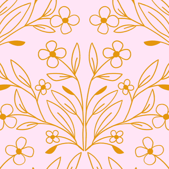 Playful Doodled Blooms Pattern - Pink and Gold Coffee Mug Gallery Image 2