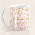 Playful Doodled Blooms Pattern - Pink and Gold Coffee Mug Gallery Image 3