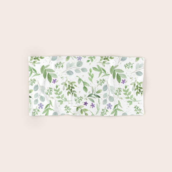 Botanical forest green lavender watercolor floral Towels Gallery Image 1