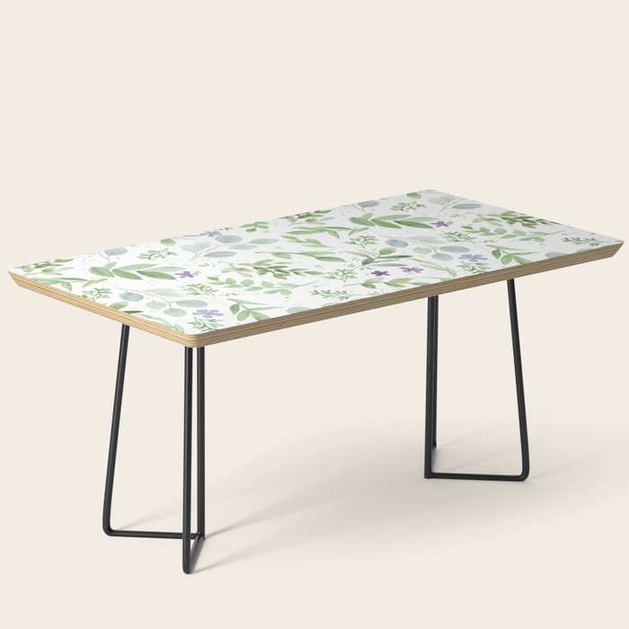 Botanical forest green lavender watercolor floral Coffee Table Gallery Image 1