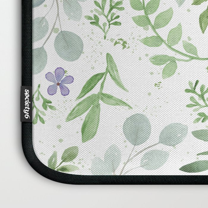 Botanical forest green lavender watercolor floral Laptop Sleeve Gallery Image 3
