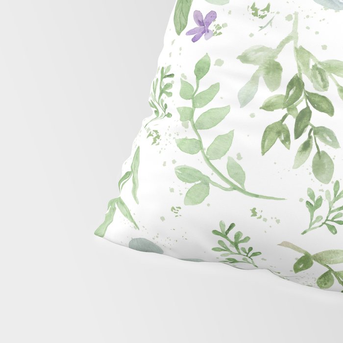 Botanical forest green lavender watercolor floral Pillow Sham Gallery Image 4