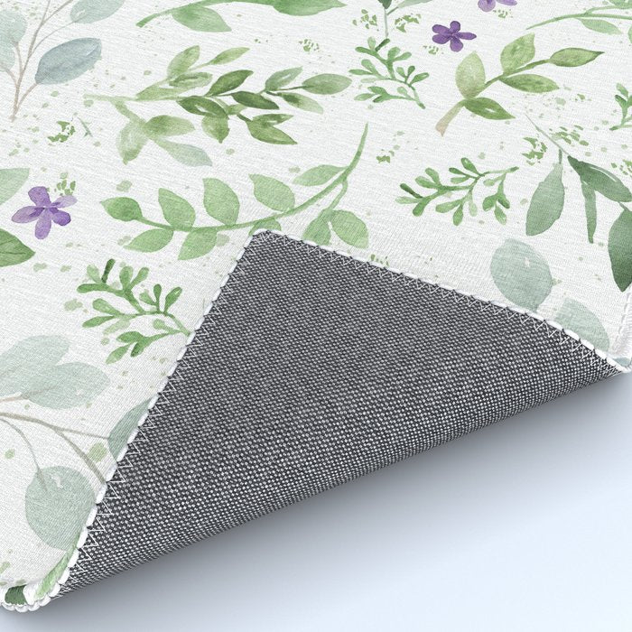 Botanical forest green lavender watercolor floral Rug Gallery Image 4