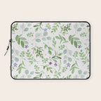 Botanical forest green lavender watercolor floral Laptop Sleeve Gallery Image 1