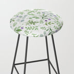 Botanical forest green lavender watercolor floral Stool Gallery Image 2