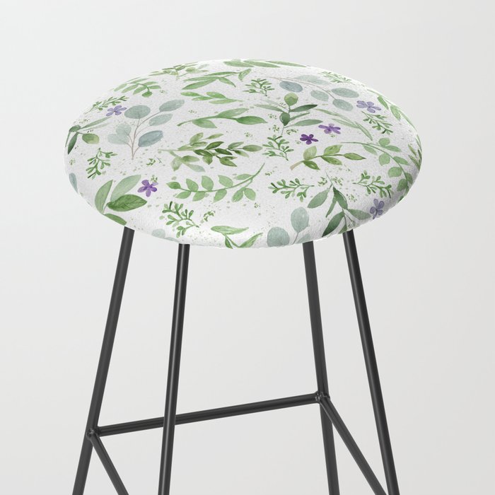 Botanical forest green lavender watercolor floral Stool Gallery Image 2