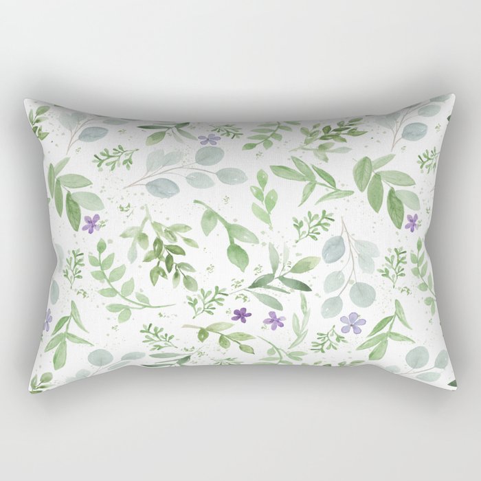 Botanical forest green lavender watercolor floral Rectangular Pillow Gallery Image 2