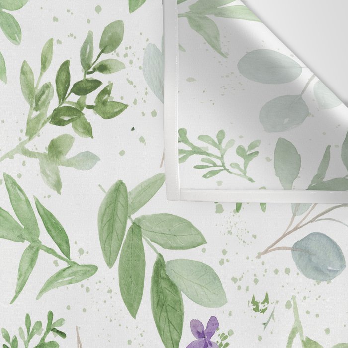 Botanical forest green lavender watercolor floral Wall Tapestry Gallery Image 3