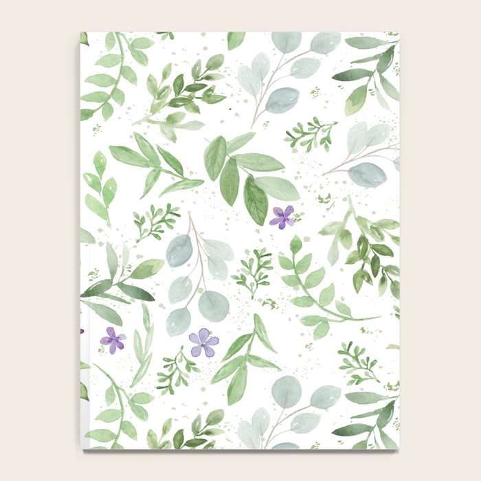Botanical forest green lavender watercolor floral Notebook Gallery Image 4