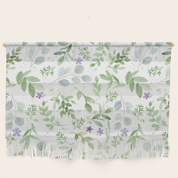 Botanical forest green lavender watercolor floral Wall Hanging Gallery Image 1