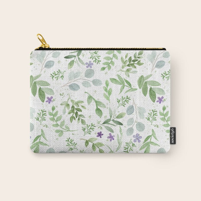 Botanical forest green lavender watercolor floral Carry All Pouch Gallery Image 1
