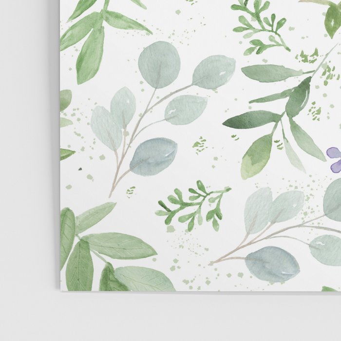 Botanical forest green lavender watercolor floral Poster Gallery Image 3