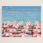 The Red Beach Umbrellas | Amalfi Coast Travel Photography | Europe Summer in Italy in Color Jigsaw Puzzle Gallery Image 1