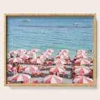 The Red Beach Umbrellas | Amalfi Coast Travel Photography | Europe Summer in Italy in Color Serving Tray Gallery Image 1