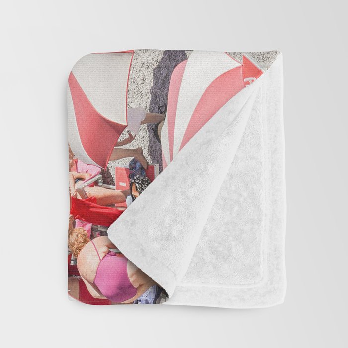 The Red Beach Umbrellas | Amalfi Coast Travel Photography | Europe Summer in Italy in Color Throw Blanket Gallery Image 3