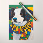Gustav Klimt Style Puppy Dog with Colorful Scarf Wrapping Paper Gallery Image 1
