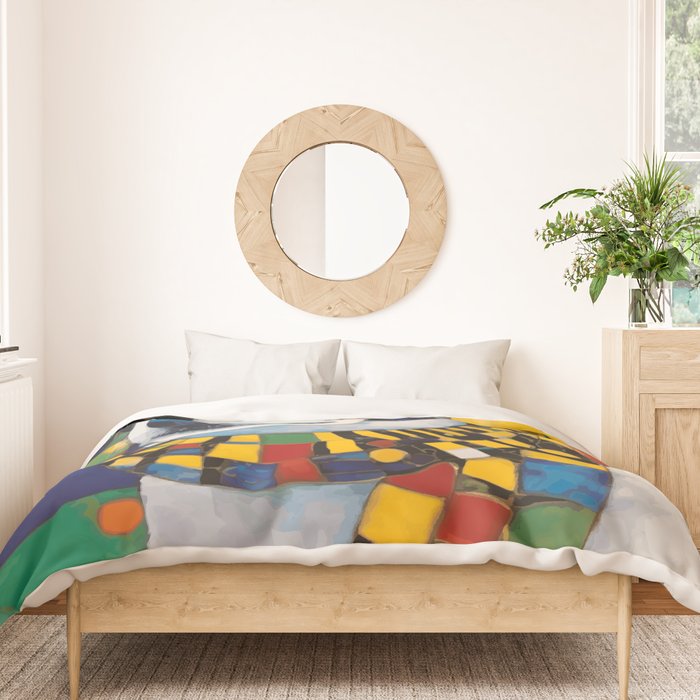 Gustav Klimt Style Puppy Dog with Colorful Scarf Duvet Cover Gallery Image 3