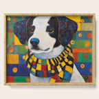 Gustav Klimt Style Puppy Dog with Colorful Scarf Serving Tray Gallery Image 1