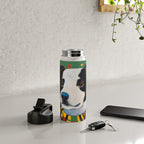 Gustav Klimt Style Puppy Dog with Colorful Scarf Water Bottle Gallery Image 4
