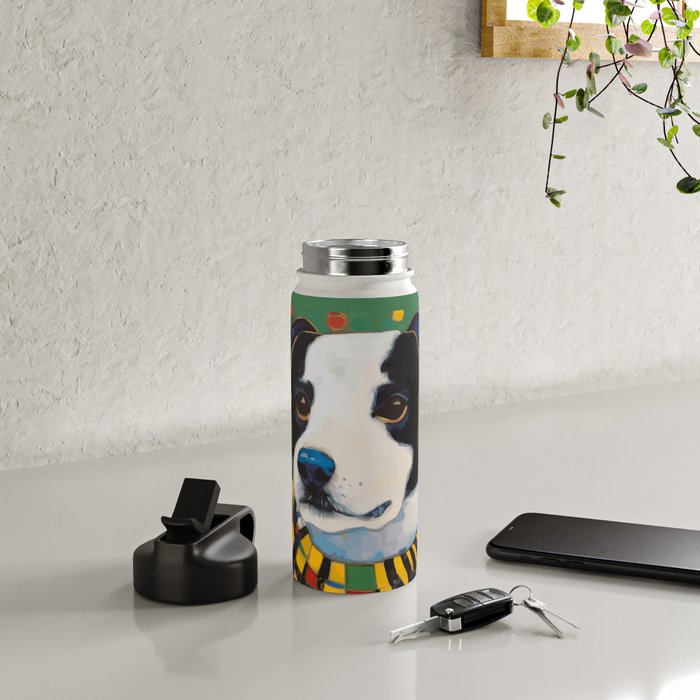 Gustav Klimt Style Puppy Dog with Colorful Scarf Water Bottle Gallery Image 4