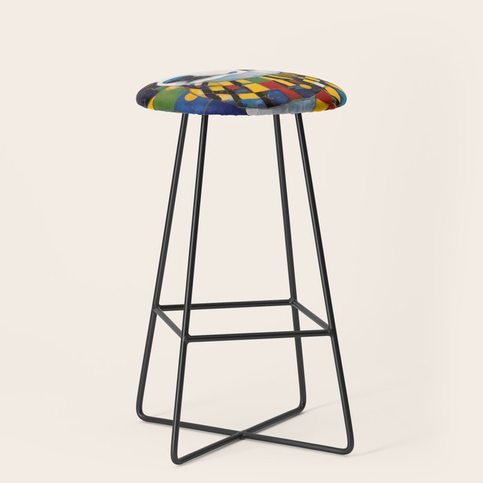 Gustav Klimt Style Puppy Dog with Colorful Scarf Stool Gallery Image 1