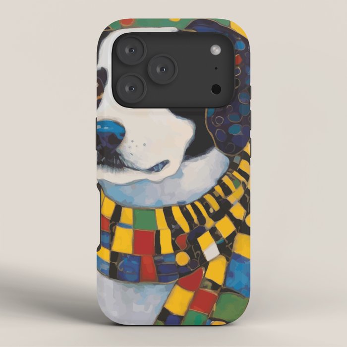 Gustav Klimt Style Puppy Dog with Colorful Scarf iPhone Case Gallery Image 3