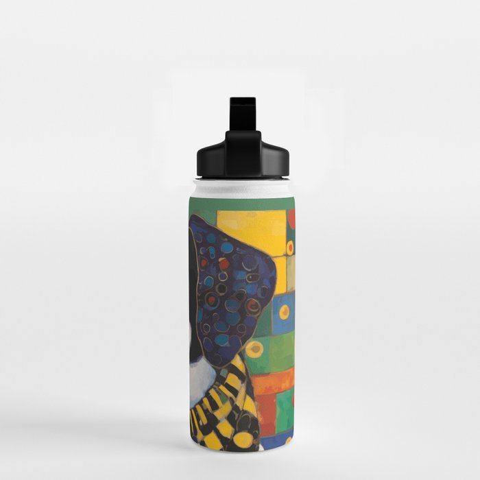 Gustav Klimt Style Puppy Dog with Colorful Scarf Water Bottle Gallery Image 2
