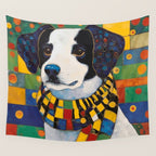 Gustav Klimt Style Puppy Dog with Colorful Scarf Wall Tapestry Gallery Image 4