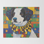 Gustav Klimt Style Puppy Dog with Colorful Scarf Throw Blanket Gallery Image 2