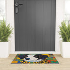 Gustav Klimt Style Puppy Dog with Colorful Scarf Welcome Mat Gallery Image 3
