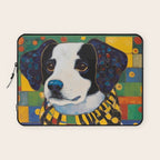 Gustav Klimt Style Puppy Dog with Colorful Scarf Laptop Sleeve Gallery Image 1