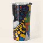 Gustav Klimt Style Puppy Dog with Colorful Scarf Travel Mug Gallery Image 2
