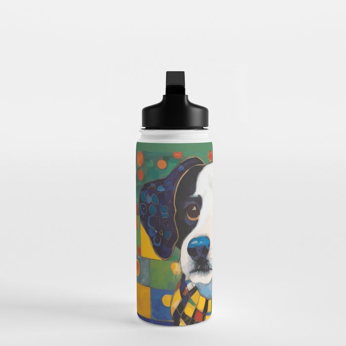 Gustav Klimt Style Puppy Dog with Colorful Scarf Water Bottle Gallery Image 3