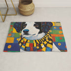 Gustav Klimt Style Puppy Dog with Colorful Scarf Rug Gallery Image 1