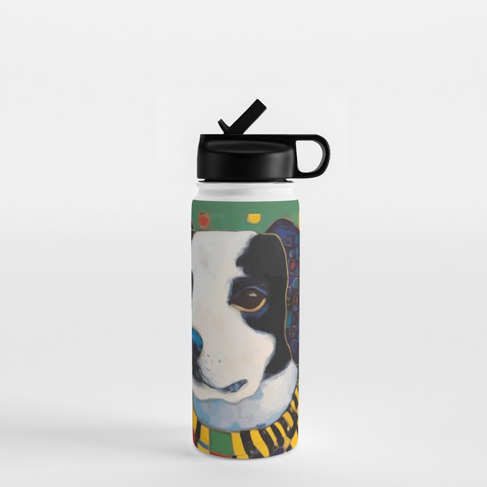 Gustav Klimt Style Puppy Dog with Colorful Scarf Water Bottle Gallery Image 1