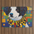 Gustav Klimt Style Puppy Dog with Colorful Scarf Outdoor Rug Gallery Image 1