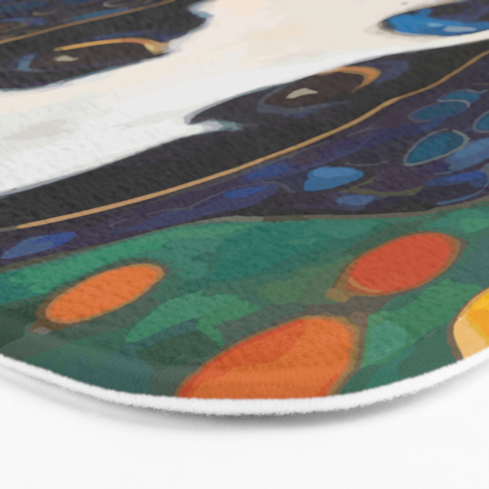 Gustav Klimt Style Puppy Dog with Colorful Scarf Bath Mat Gallery Image 3