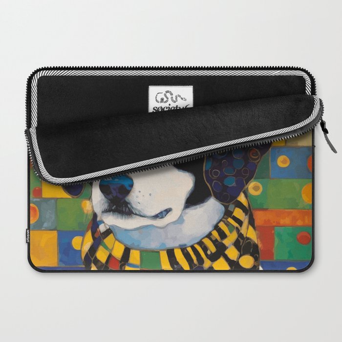 Gustav Klimt Style Puppy Dog with Colorful Scarf Laptop Sleeve Gallery Image 2