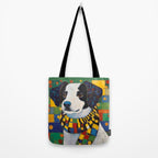 Gustav Klimt Style Puppy Dog with Colorful Scarf Tote Bag Gallery Image 2