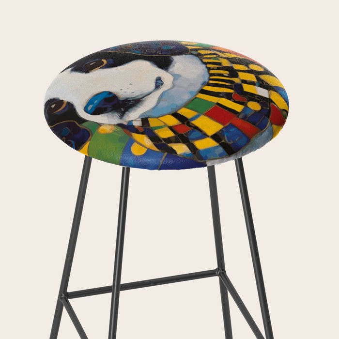 Gustav Klimt Style Puppy Dog with Colorful Scarf Stool Gallery Image 2