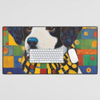 Gustav Klimt Style Puppy Dog with Colorful Scarf Desk Mat Gallery Image 1